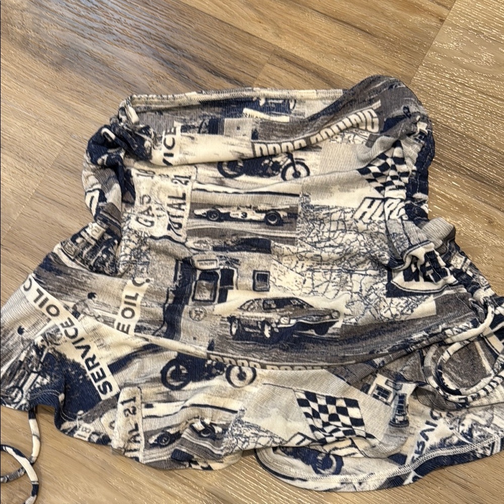 Vintage Car Print Mini Skirt